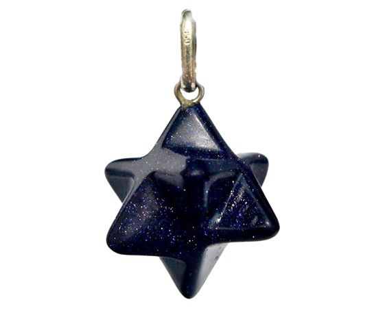 Colar Merkabah Estrela Azul Extra Pingente Argola Prata 950
