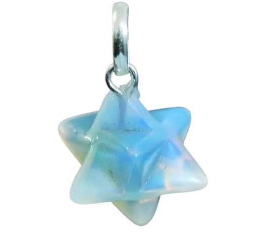 Colar Merkaba Pedra da Lua Opalina Pino e Presilha Prata 950