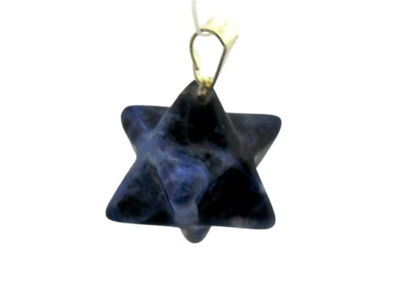 Colar Merkaba Pedra Sodalita Azul Presilha Prateado