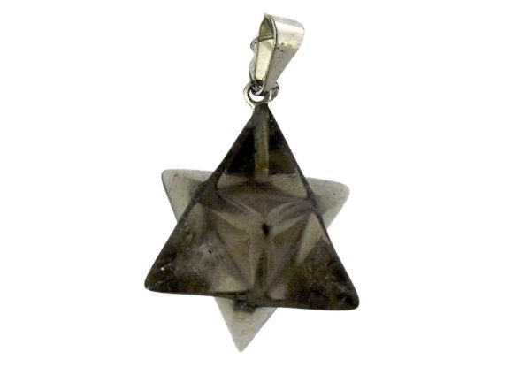 Merkabah Pedra Quartzo Fume Natural de Garimpo Não Pingente