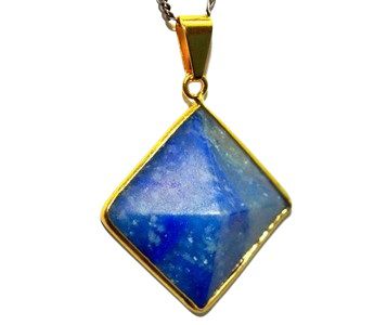 Colar Pirâmide Quartzo Azul  Castoação Montagem Dourado