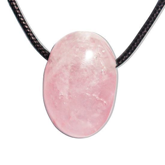 Colar Difusor Pedra Quartzo Rosa Rolado Furo Aromaterapia