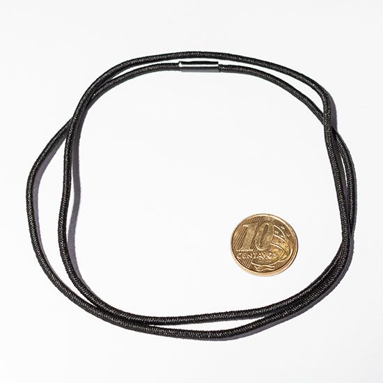 Cordão Colar Gargantilha Elástico Preto sem Fecho