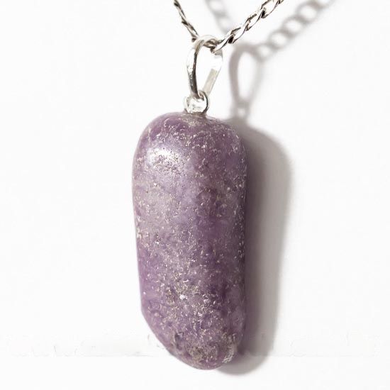 Colar Pedrinha Lepidolita Mica Natural Montagem Prata 950