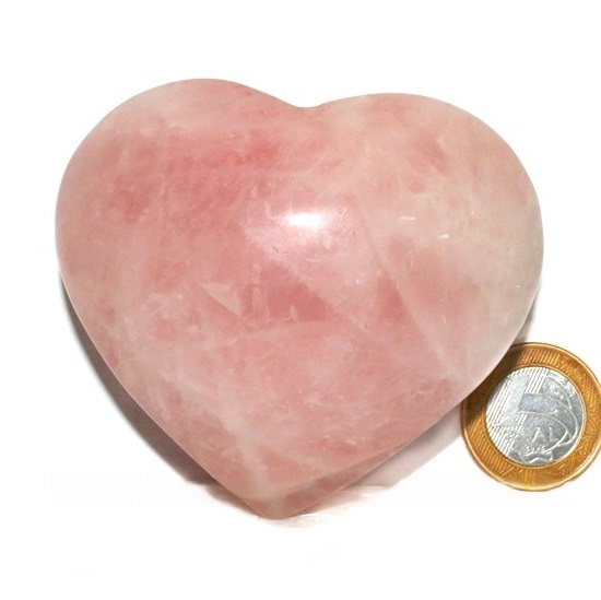 01 Coração Quartzo Rosa Pedra Natural 4 a 6 cm Classe B