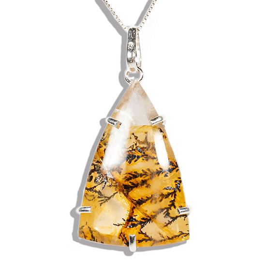 Colar Hematoide Com Dendrita 33mm Gota na Garra Prata 950