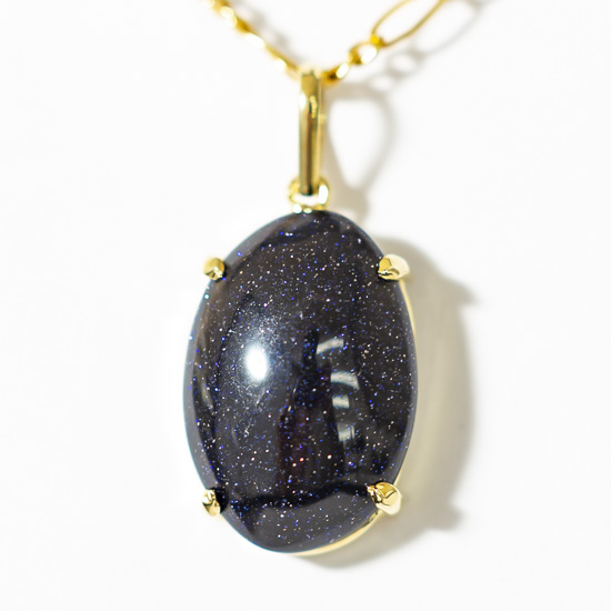 Colar Extra Cabochão Pedra Estrela Azul  Garra Prata 950