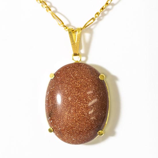 Colar Extra Cabochão Pedra do Sol Gold Stone Garra Prata 950