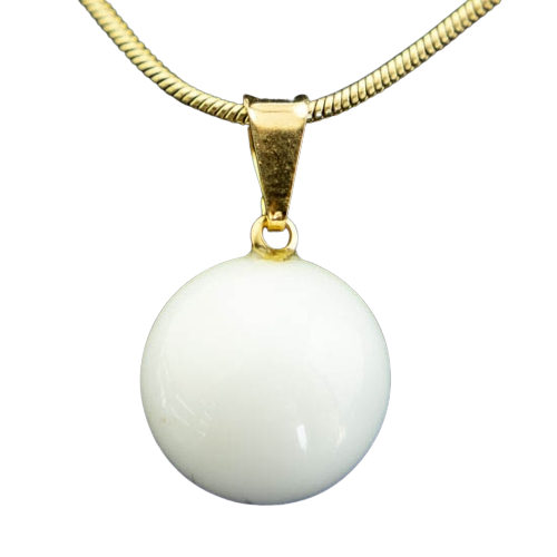 Colar Mini Disco Dolomita Branca Pedra Natural Pino Dourado