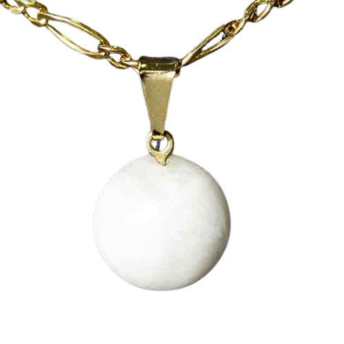 Colar Mini Disco Quartzo Leitoso 12mm Pedra Natural Dourado