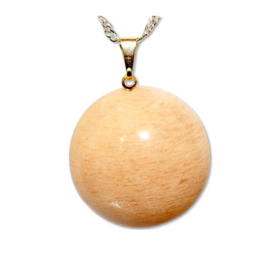Colar Disco Liso Amazonita Salmão Montagem Pino Prateado