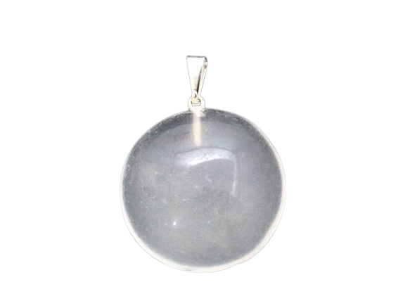 Colar Disco Liso Cristal Opalado Montagem Pino Prata 950