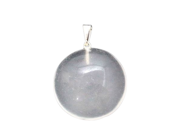 Colar Disco Liso Cristal Opalado Montagem Pino Prateado