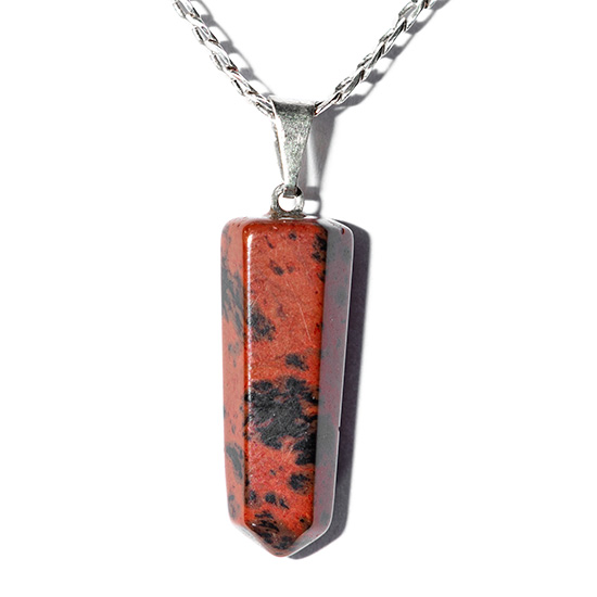 Colar Pontinha Pedra obsidiana Mahogany Presilha e Pino Prateado