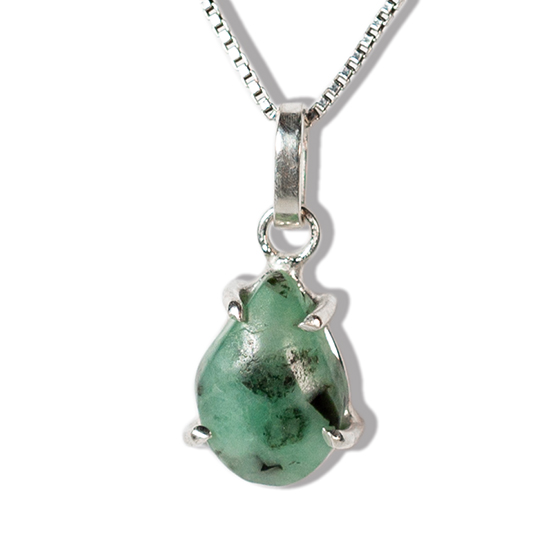 Colar Ponto de Luz Esmeralda Natural na Garra Prata 950