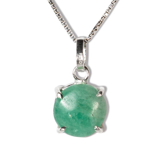 Colar Disco Liso Esmeralda Natural Classe B Garra Prata 950