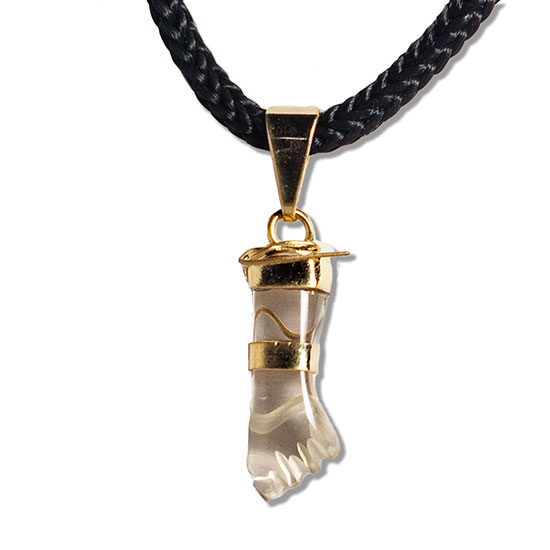 Colar Mini Figa Pedra Quartzo Cristal Montagem Dourado