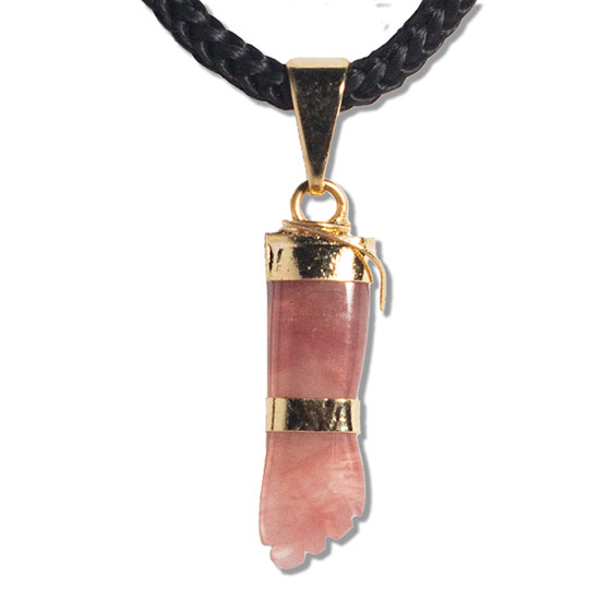 Colar Mini Figa Pedra Quartzo Goiaba Montagem Dourado