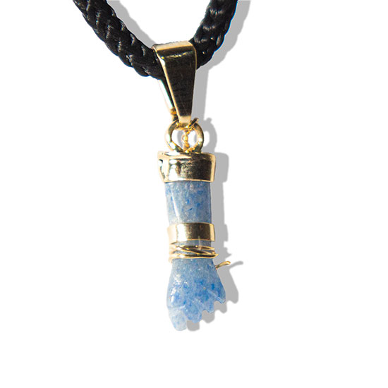 Colar Mini Figa Quartzo Azul Montagem Dourado