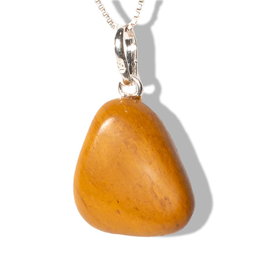 Colar Pedrinha  Natural Jaspe Amarelo Rolado Pino Prata 950