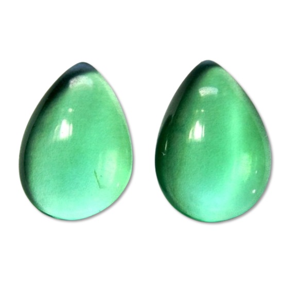 Par Gota Pedra Obsidiana Verde Pra Brinco Reff GB9900