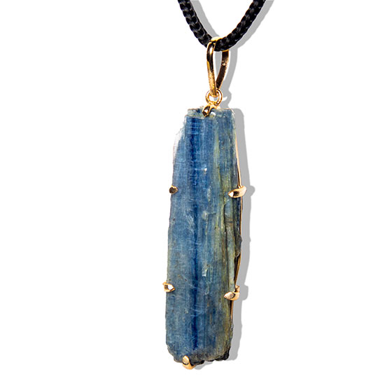 Colar Cianita Azul Natural Garra Dourado 50 a 60mm