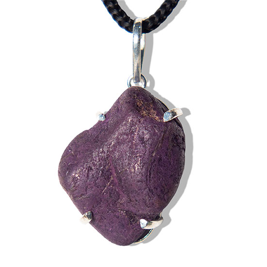 Colar Purpurita Pedra Rolado Montagem Garra Prateado 20mm