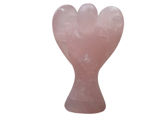Colar de Anjo Quartzo Rosa Pedra Natural Banho em Prateado