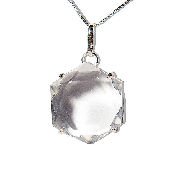 Colar Estrela de Davi Pedra Cristal Montagem Garra Prata 950