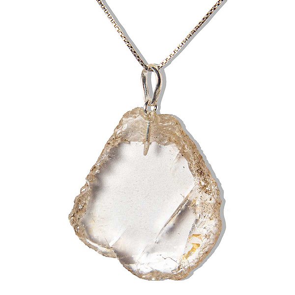 Colar Topázio Branco Chapinha Natural Prata 950 Pedra 2025