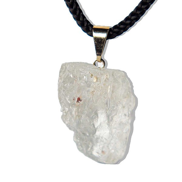 Colar Topázio Branco Bruta Natural Pino Dourado Pedra 2025