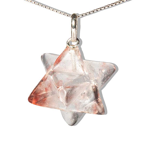 Colar Mekabah Pedra Quartzo Cherry Natural Pino Prata 950