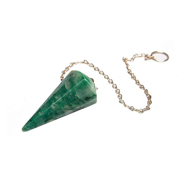 Pêndulo Facetado Pedra Jade Verde Natural Sextavado