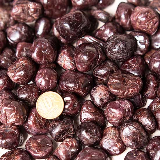 1 kg Granada Rodolita com Asterisco Rolado G 30 a 45mm Tipo B