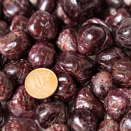 1 kg Granada Rodolita com Asterisco Rolado M 20 a 35mm Tipo B