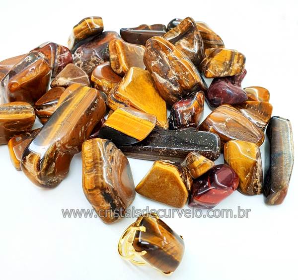 1 kg Olho de Tigre Rolado Pedra Natural M 20 a 30mm Classe B