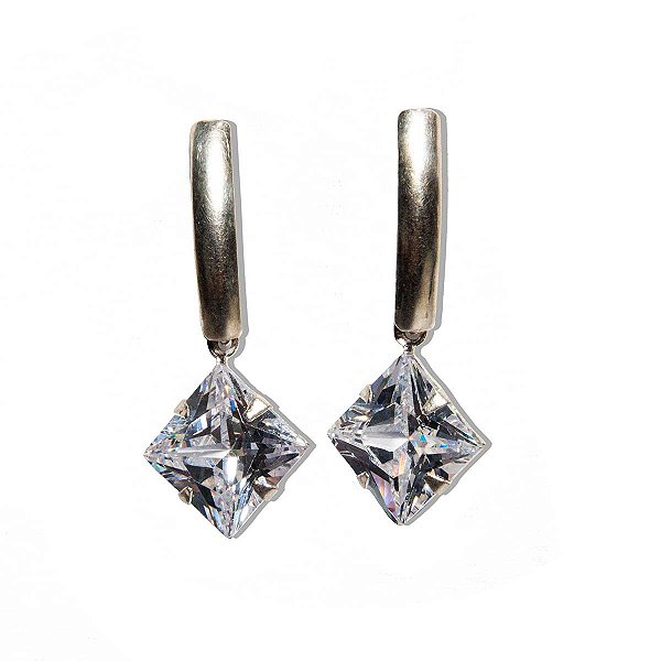 Brinco Princesa Zircônia Prata 925 Joia Fina