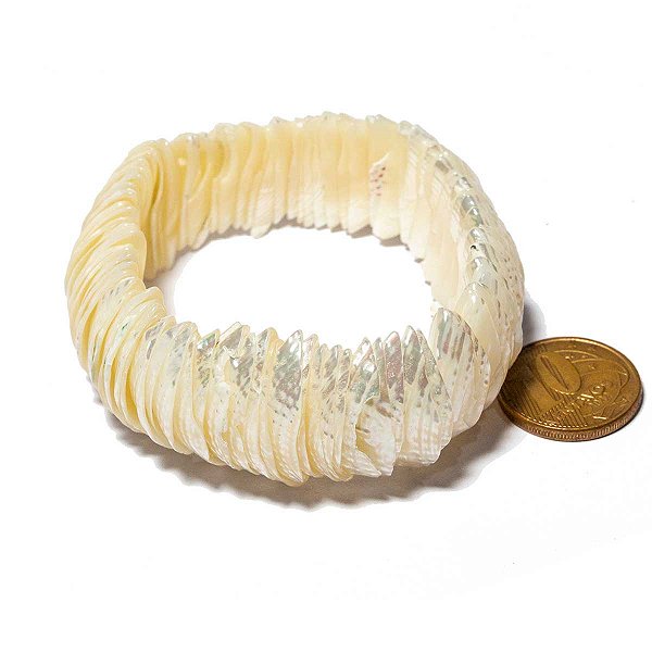 Pulseira Madreperola Fio Silicone Duplo Natural