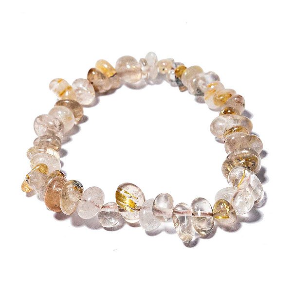 Pulseira Cristal Rutilado Montagem Fio Silicone