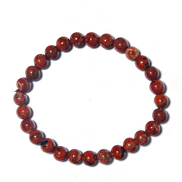 Pulseira Pedra Jaspe Africano Bolinha 6mm Fio Silicone