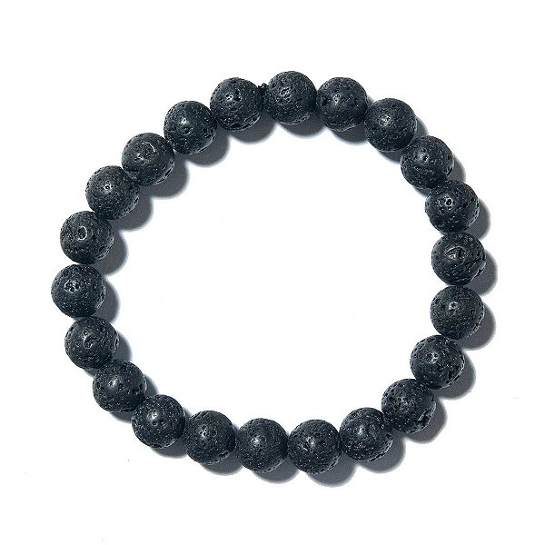 Pulseira Bolinha Lava Vulcânica ou Lava Rock Natural 8mm