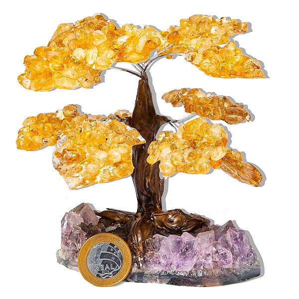 Árvore de Citrino na Drusa Peça de Decoração 17cm Classe B