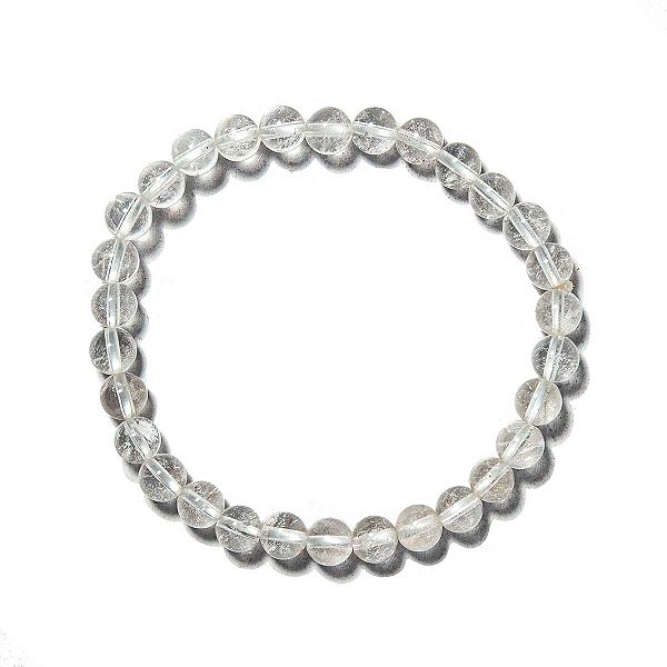 Pulseira Bolinha Pedra Cristal Natural Rolada Fio Silicone