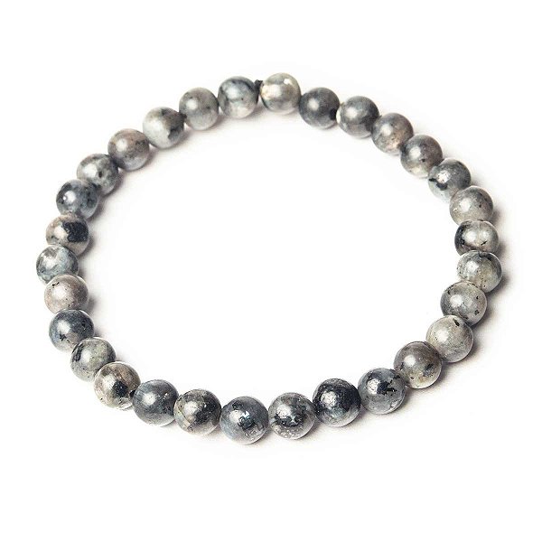 Pulseira Bolinha Pedra Labradorita Natural 6mm Fio Silicone