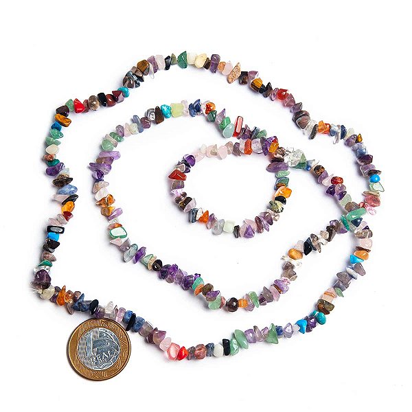 Fio Cascalho Pedras Mistas Furado 90 cm Para Fazer Pulseira