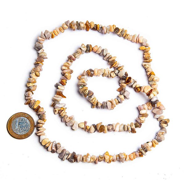 Fio Cascalho Ágata Natural Furado 90 cm Para Fazer Pulseira