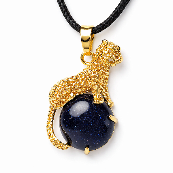 Colar Onça com Pedra Estrela Azul Banho Dourado