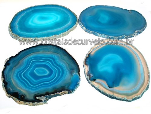 Chapa de Agata Azul Claro Porta Copos Ou Artesanato G 100mm