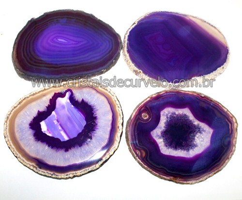 Chapa de Agata Lilas Porta Copos Ou Artesanato G 100mm