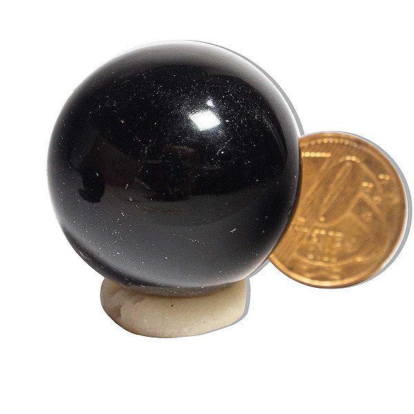 01 Esfera Obsidiana Negra Natural 2 a 3 cm 20 a 60g Tipo A